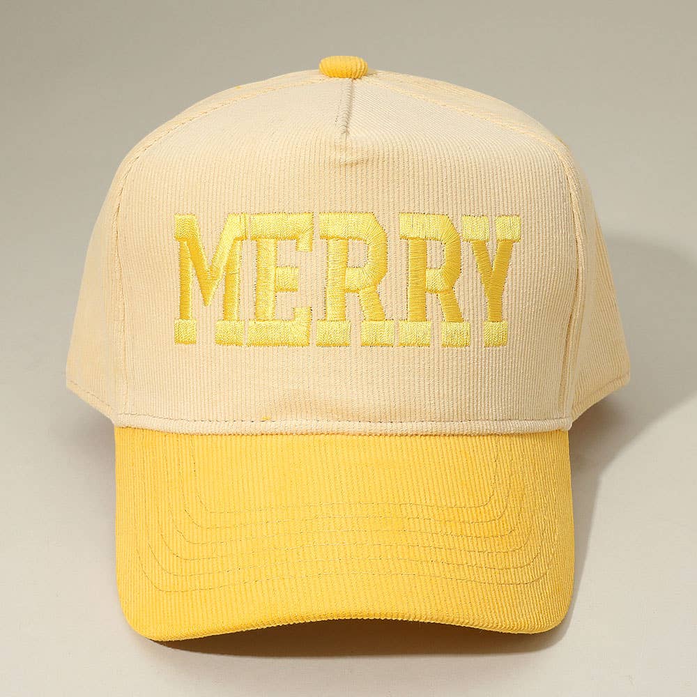 Sensibling Corp. - Wholesale Baseball Cap - Women's - MERRY Message Embroidered Corduroy Baseball Cap8
