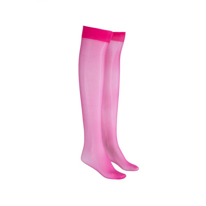 LECHERY® LUSTROUS SILKY SHINY SHEER DRESS KNEE-HIGHS (2 PAIRS) • PINK for wholesale on Faire1