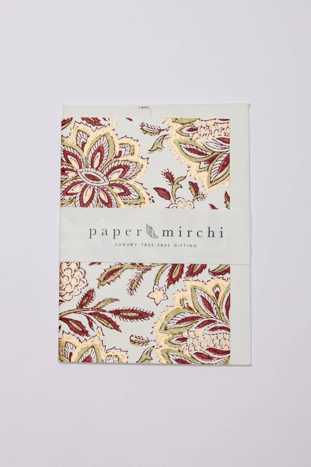 Paper Mirchi – wholesale Everyday greeting card – Hand Block Printed Greeting Card - Dahlia Glitz Scarlet2