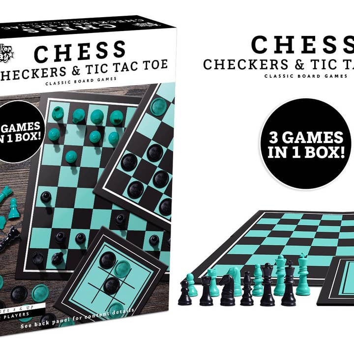Chess Checkers & Tic Tac Toe 3-in-1 Game for wholesale by Anker Play Products