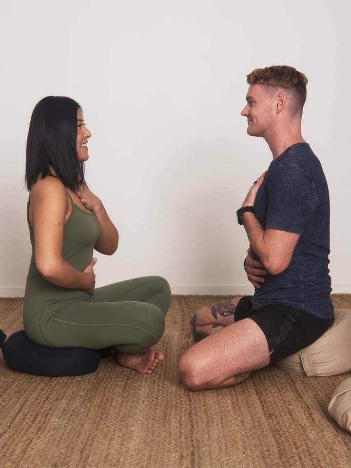 linen om meditation cushion for wholesale by b, halfmoon