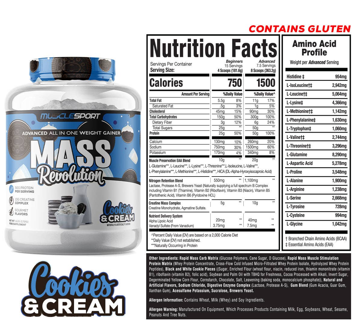 MuscleSport - Wholesale Protein/Superfood Powder - Mass Revolution™ Mass Gainer 6lb10