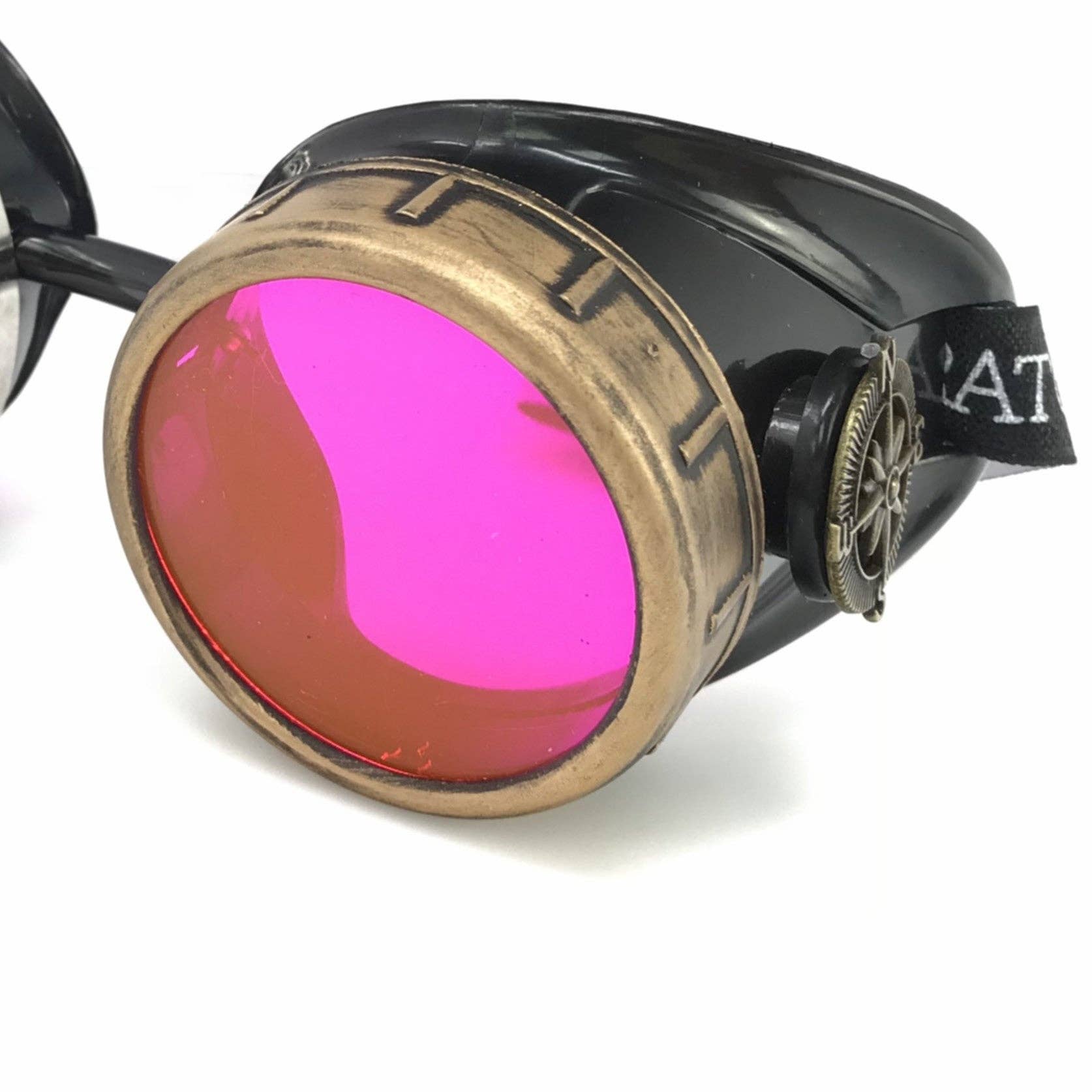 UMBRELLALABORATORY - Wholesale Sunglasses - Unisex - Steampunk Goggles with magnifying loupes UV glow neon pink lenses6