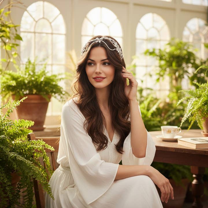 TOCADO INSPIRADO EN CHLOE -HP6, PLATEADO para venta al por mayor de Athena Bridal Jewellery