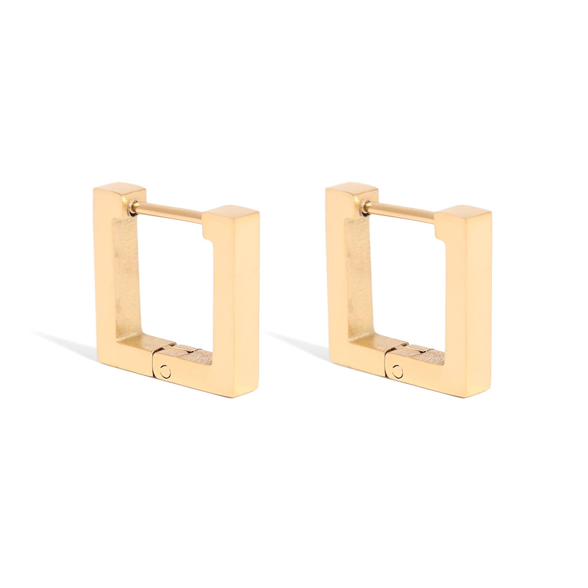 WJW - Vente Petits anneaux - Boucles d'oreilles carrées Huggie en acier inoxydable PVD or 18 carats/ERJ0011