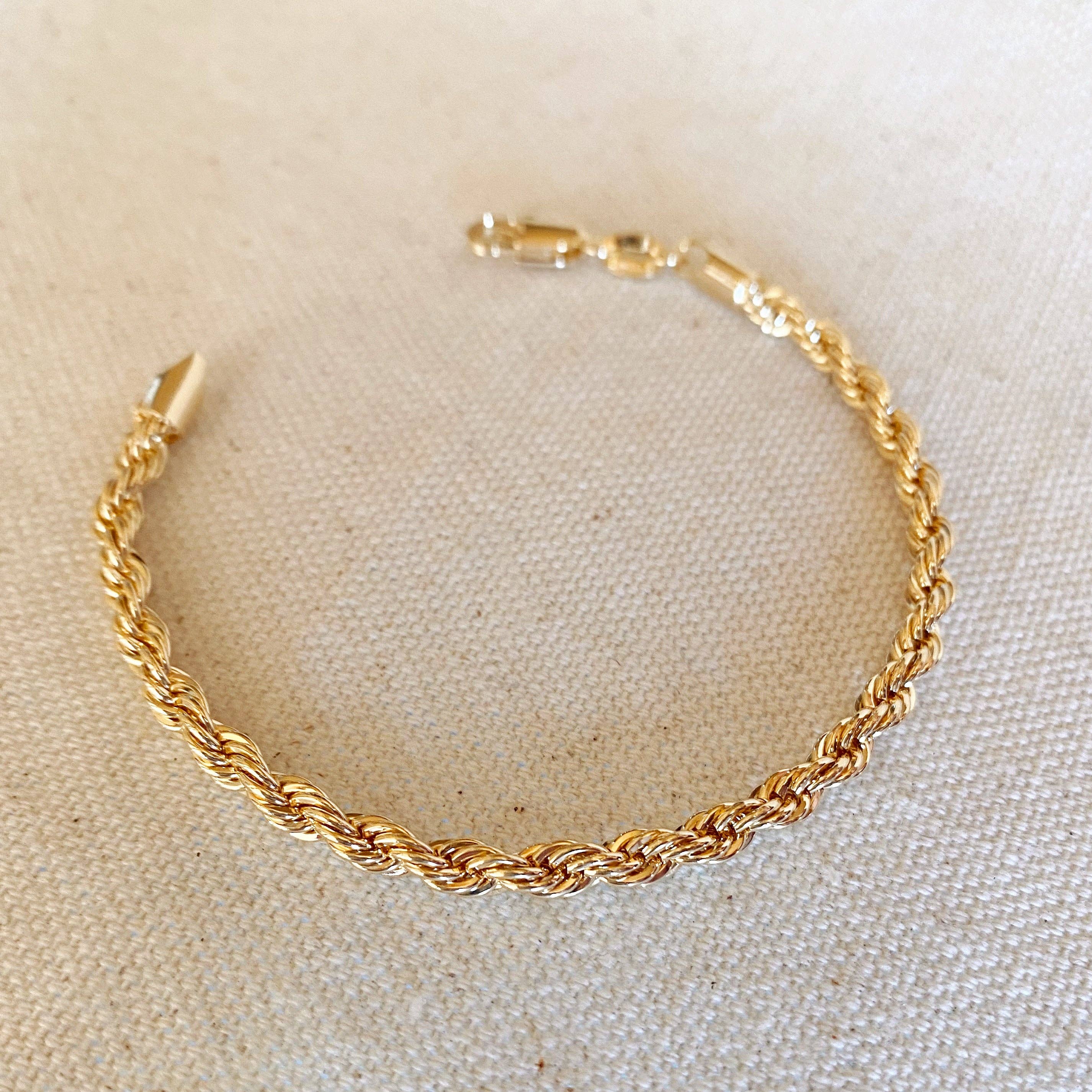 GoldFi – wholesale Link & chain bracelet – 18k Gold Filled 4mm Rope Bracelet1