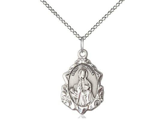 NYMAN JEWELERS - Wholesale Pendant/Charm Necklace - St Dymphna Sterling Silver Pendant on a 24 inch Sterling Silver Light Curb Chain.0
