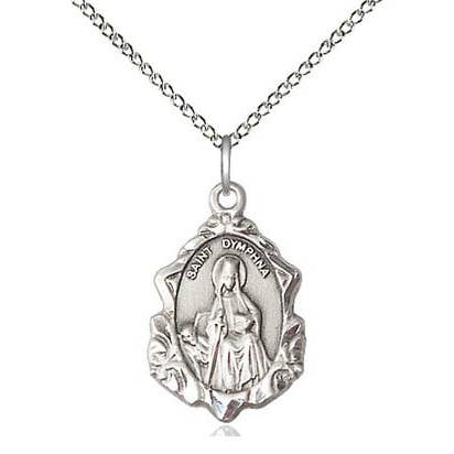 NYMAN JEWELERS - Wholesale Pendant/Charm Necklace - St Dymphna Sterling Silver Pendant on a 24 inch Sterling Silver Light Curb Chain.