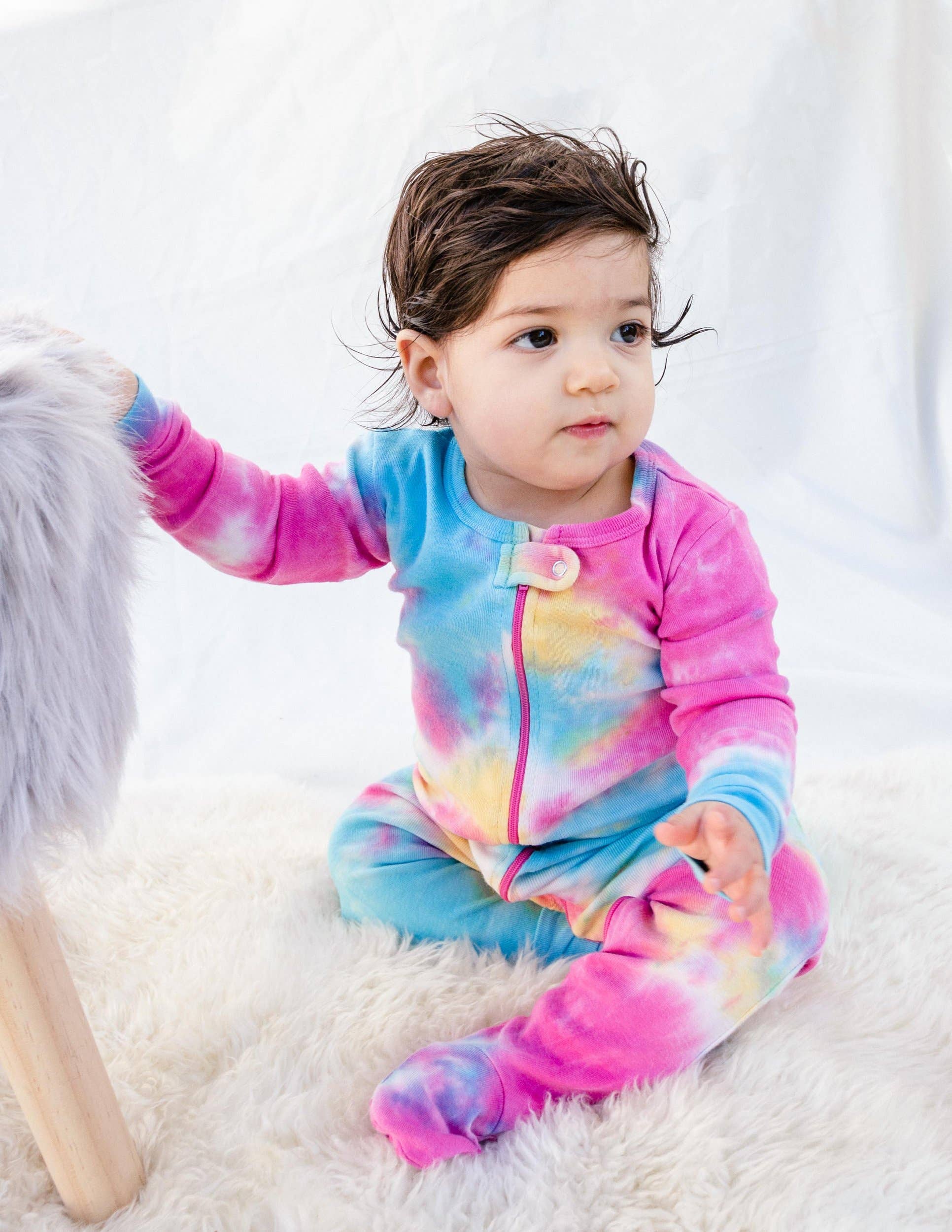 Leveret Pajamas - Vendita all'ingrosso Pigiamino - Neonati - Pigiama Tie Dye in cotone per bambini14