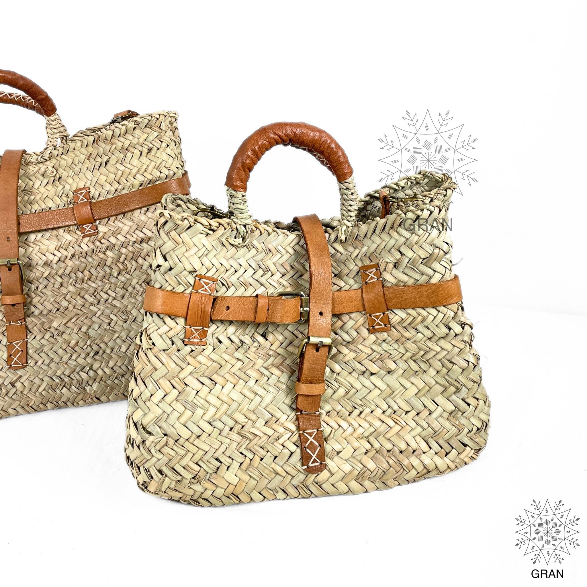 Gran Wholesale - Vendita all'ingrosso Borsa da spiaggia - Borsa di paglia con doppio manico in pelle, borsa mercato francese2