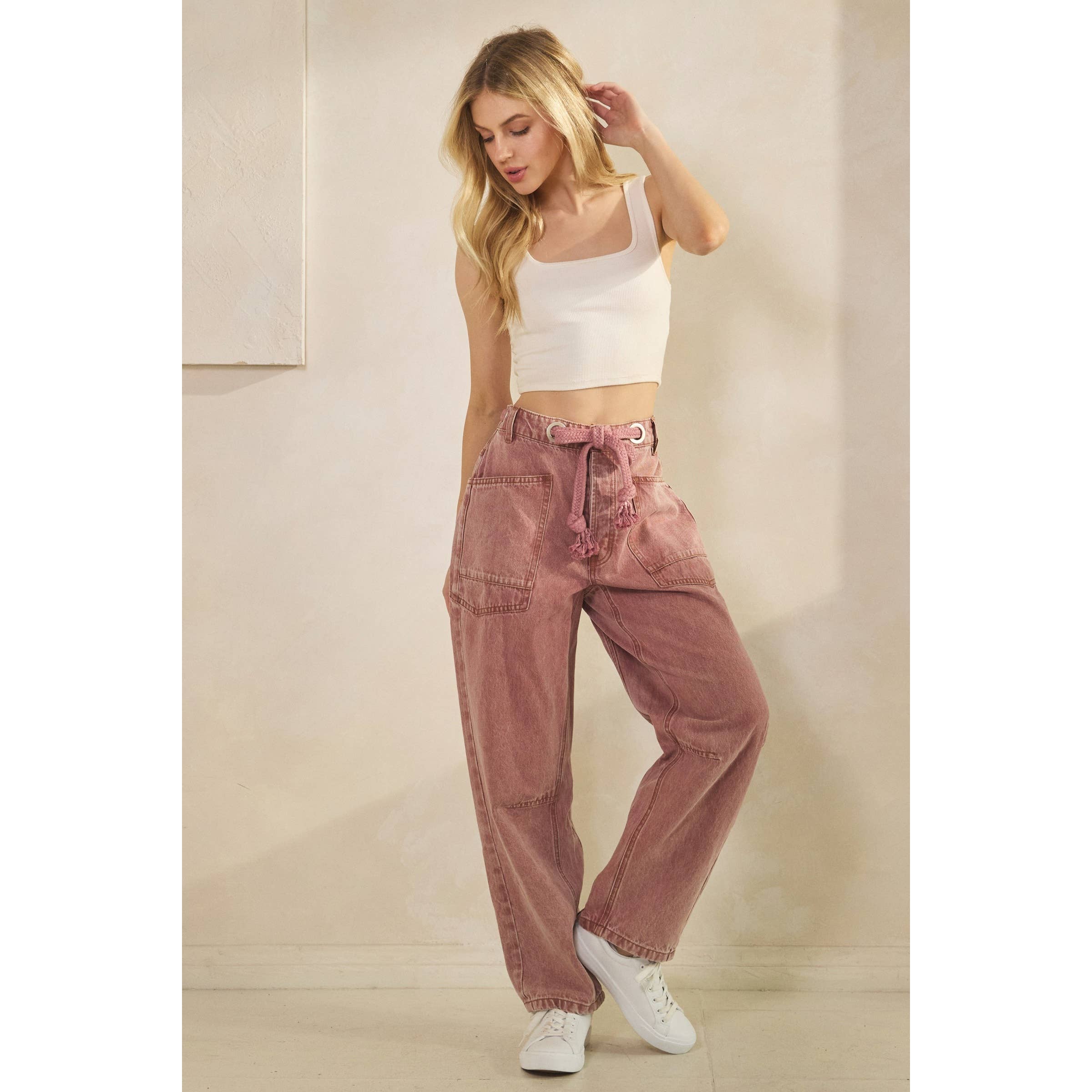 Sage + Fig - Wholesale Pants - Women's - VINTAGE ROPE TIE DENIM (SP7988)0