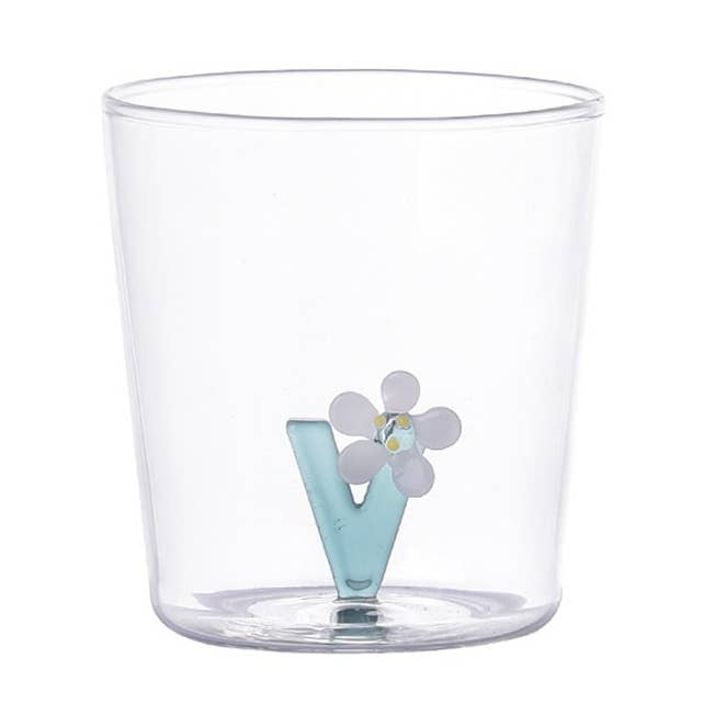 3D nature cup glass alphabet V Flower for wholesale by Opjet Paris