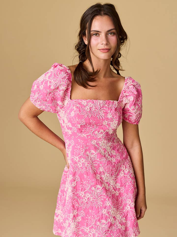 Papermoon - Wholesale Dress - Women's - PD50140 - Isabella Mini Puff Sleeve Printed Dress