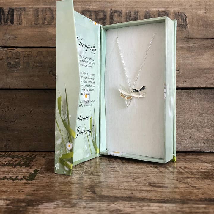 Carol Young Silver - Wholesale Pendant/Charm Necklace - Dragonfly jewelry w/CZ Necklace in BOX0