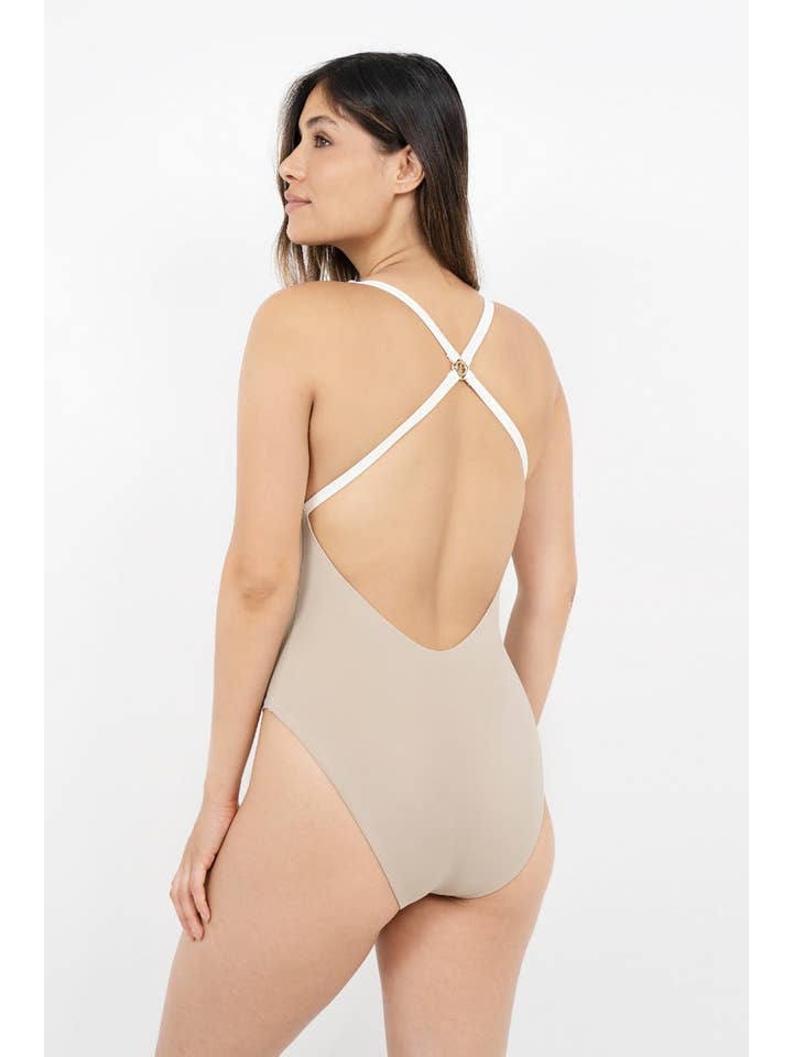 1 People - Wholesale One Piece Swimsuit - Women's - Mykonos JMK - Criss-Cross Swimsuit - Sand2