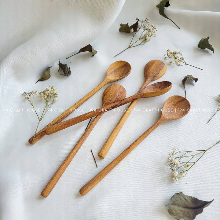 194 Craft House - Wholesale Kitchen Spoon - Handcarved Wooden Stirring Spoon - Kitchen Serving Utensils