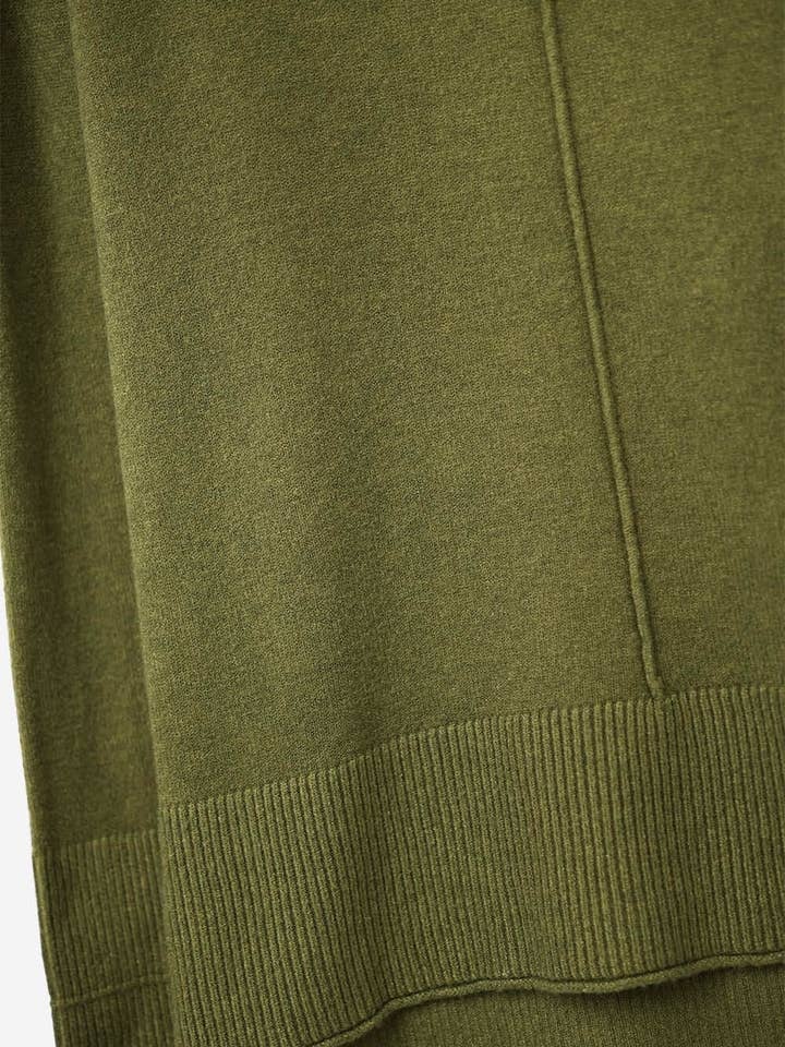 KHAKI Oversized Roll Neck Sweater in military green for wholesale on Faire1