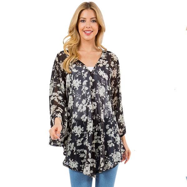 The Magic Scarf Company - Wholesale Poncho - Women's - 3779 - V-Neck Poncho with Sleeves2
