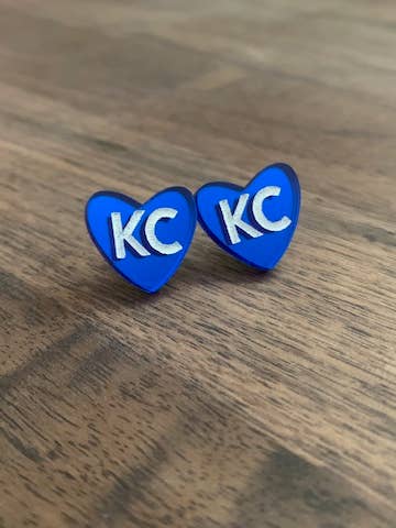 Blue & White Kansas City Kc Mo Stud Earrings (Acrylic) for wholesale by Blinc Designs
