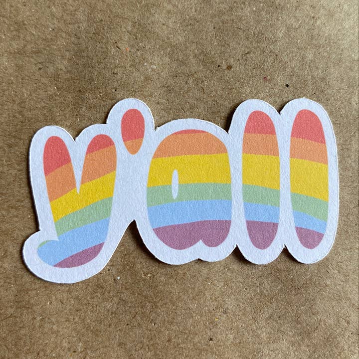 Autocollant arc-en-ciel Y'all pour la vente par AnneArchy