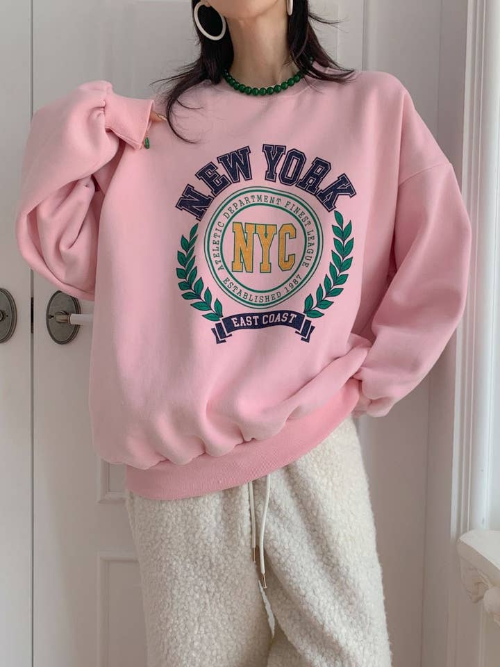 New York Grafisk Oversized Sweatshirt – Tillverkad i Korea för wholesale av Little Light