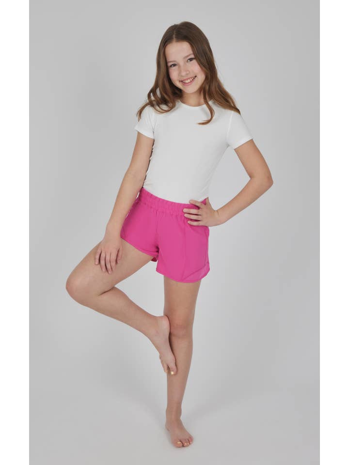 90 Degree by Reflex - Wholesale Athletic Shorts - Kids - Girls Lightstreme Short with Mesh Detail and Inner Panty