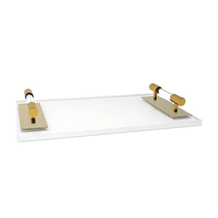 VIVIENCE - Wholesale Decorative Tray - Acrylic Tray with Gold Handles