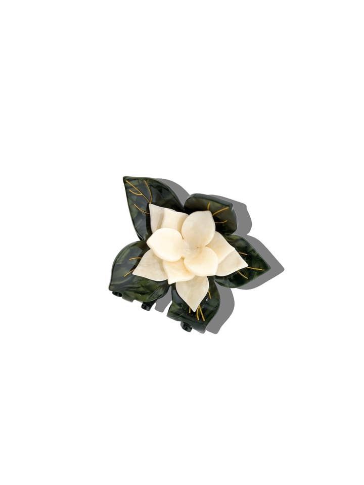 Hand-painted Origami Magnolia Flower Hair Clip for wholesale by Solar Eclipse