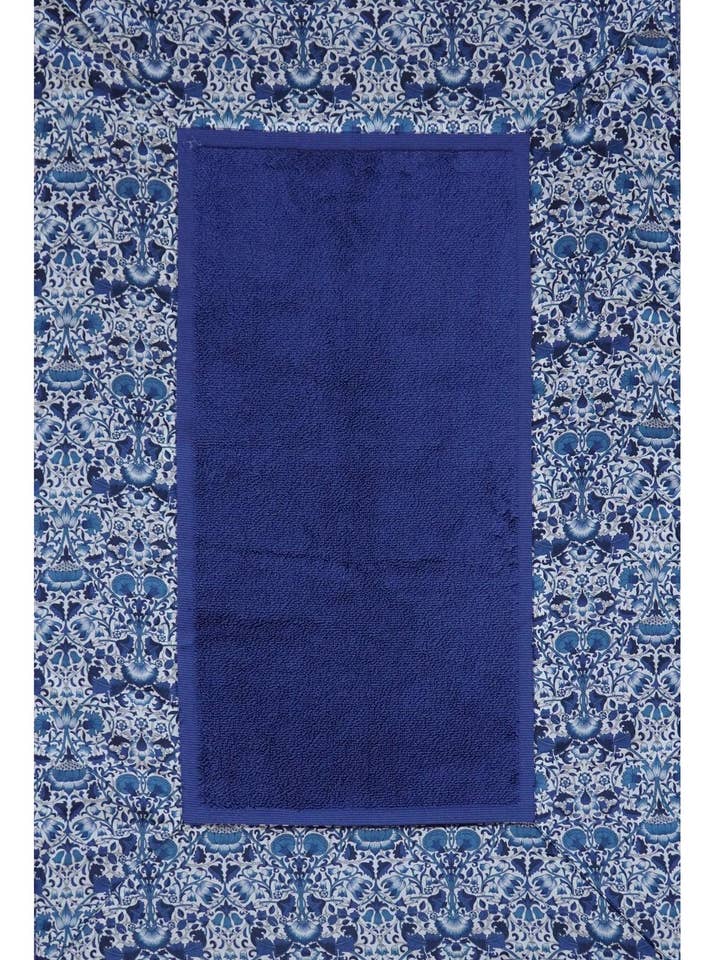 Border Edge Bath Mat made with Liberty Fabric LODDEN NAVY for wholesale by Coco & Wolf