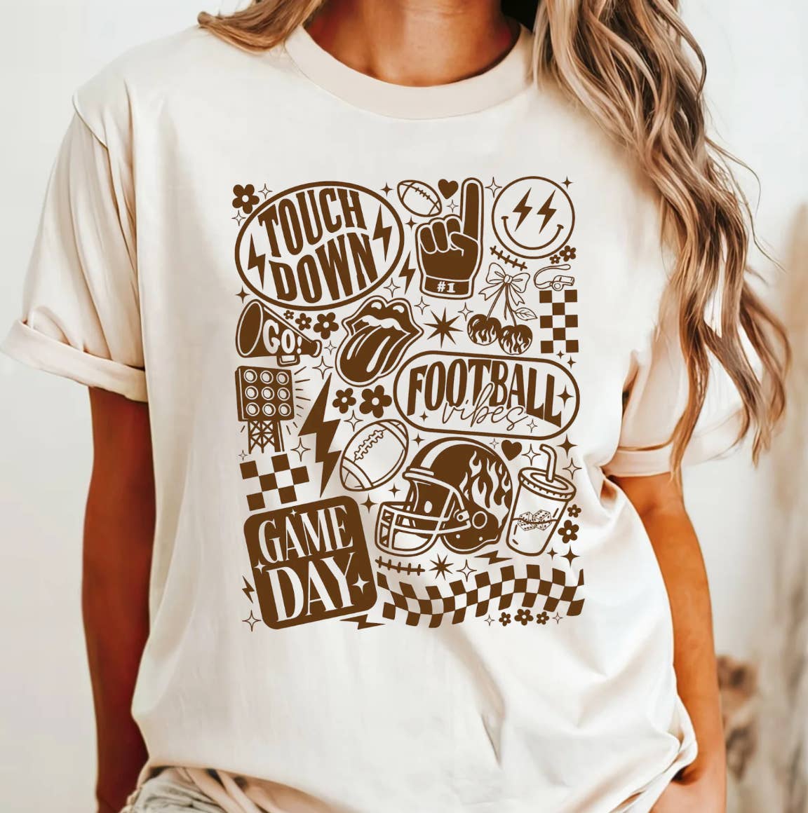 Kiki's Boutique - Wholesale Screen Printed T-Shirt - Women's - Vintage Football Comfort Color Tee