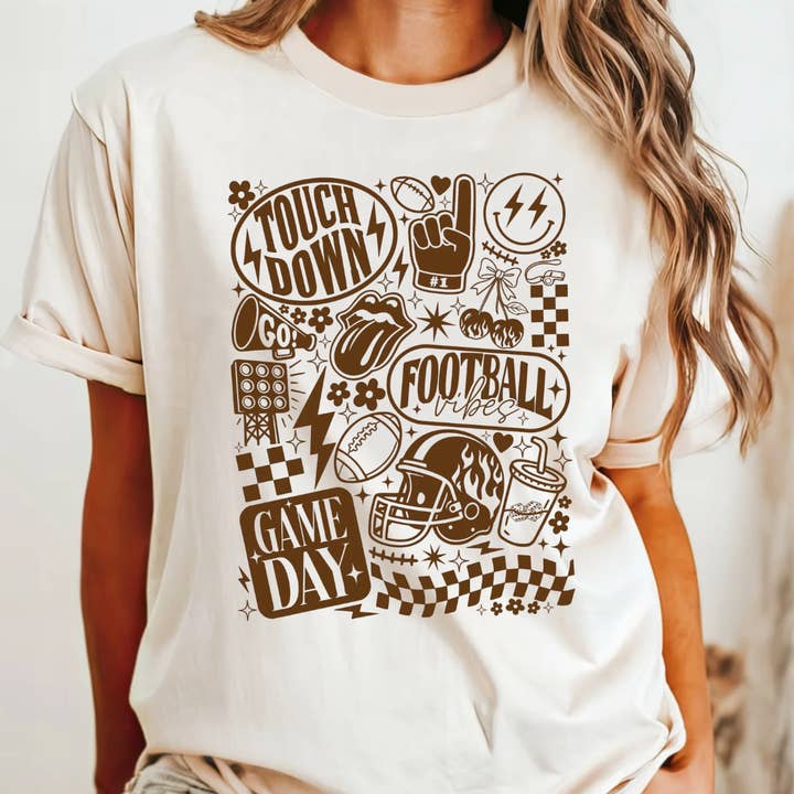 Kiki's Boutique - Wholesale Screen Printed T-Shirt - Women's - Vintage Football Comfort Color Tee 0