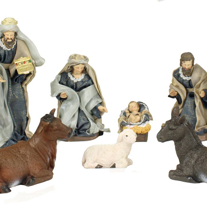 11 Piece 12" Blue Fabric Nativity for wholesale by Winterland Inc.
