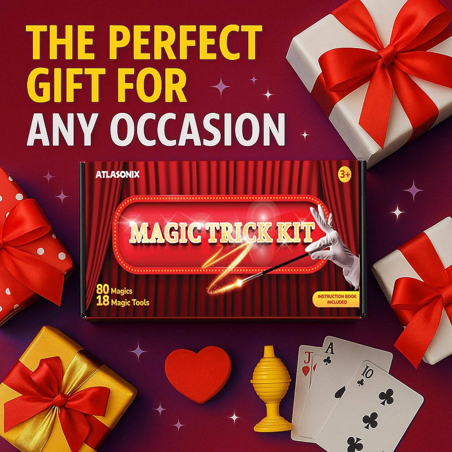 Atlasonix - Vente Tours de magie - Tours de magie - Coffret cadeau d'apprentissage amusant de magie pour enfants4