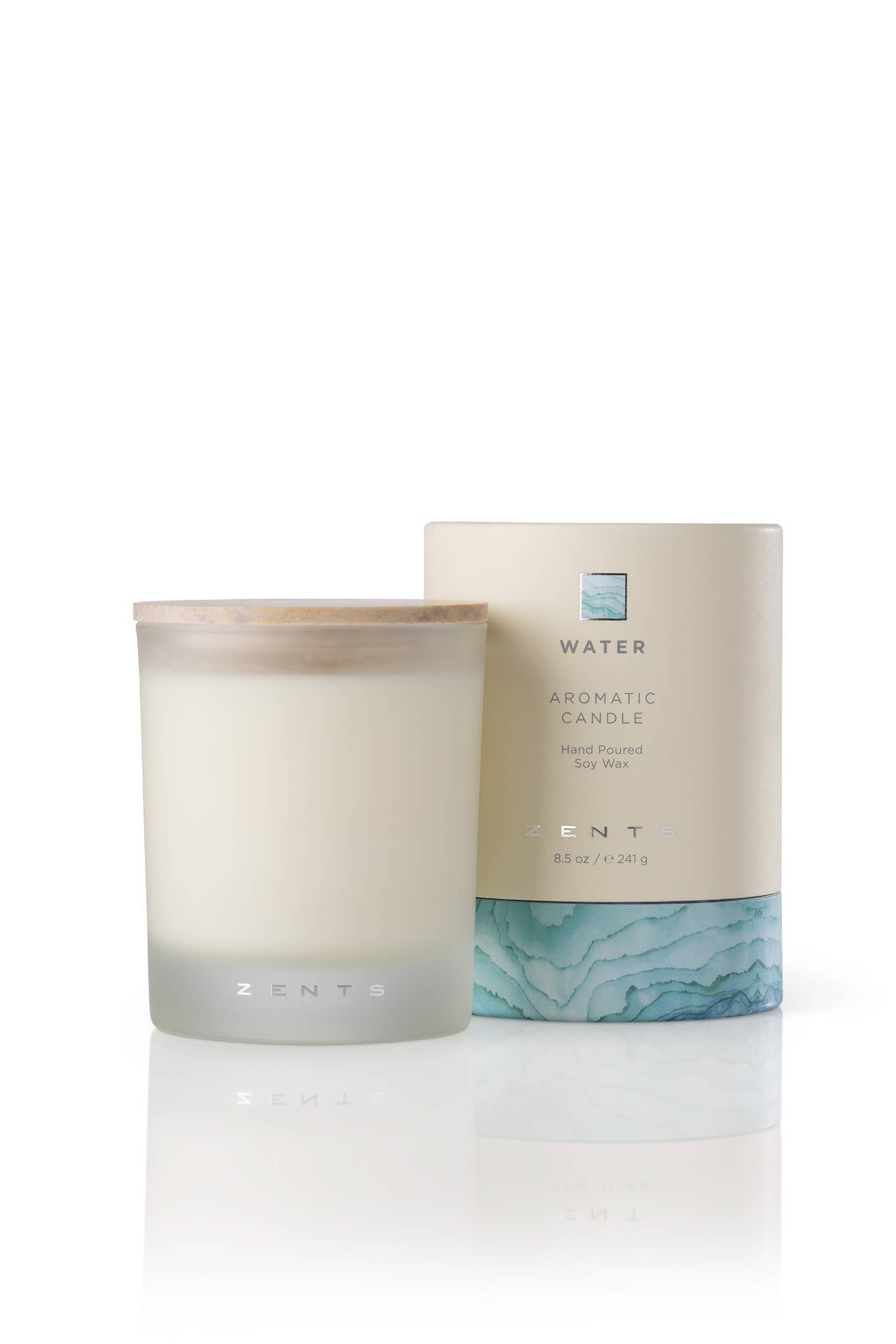 ZENTS - Wholesale Jar/Filled Candle - Water, ZENTS Clean Burning Soy Wax Candle, 8.5oz