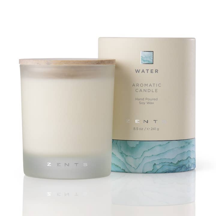 ZENTS - Wholesale Jar/Filled Candle - Water, ZENTS Clean Burning Soy Wax Candle, 8.5oz0