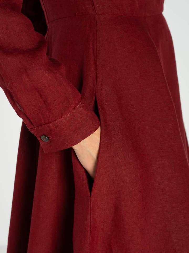 Son de Flor - Wholesale Dress - Women's - Frida – Linen Dress with Shirt Collar4