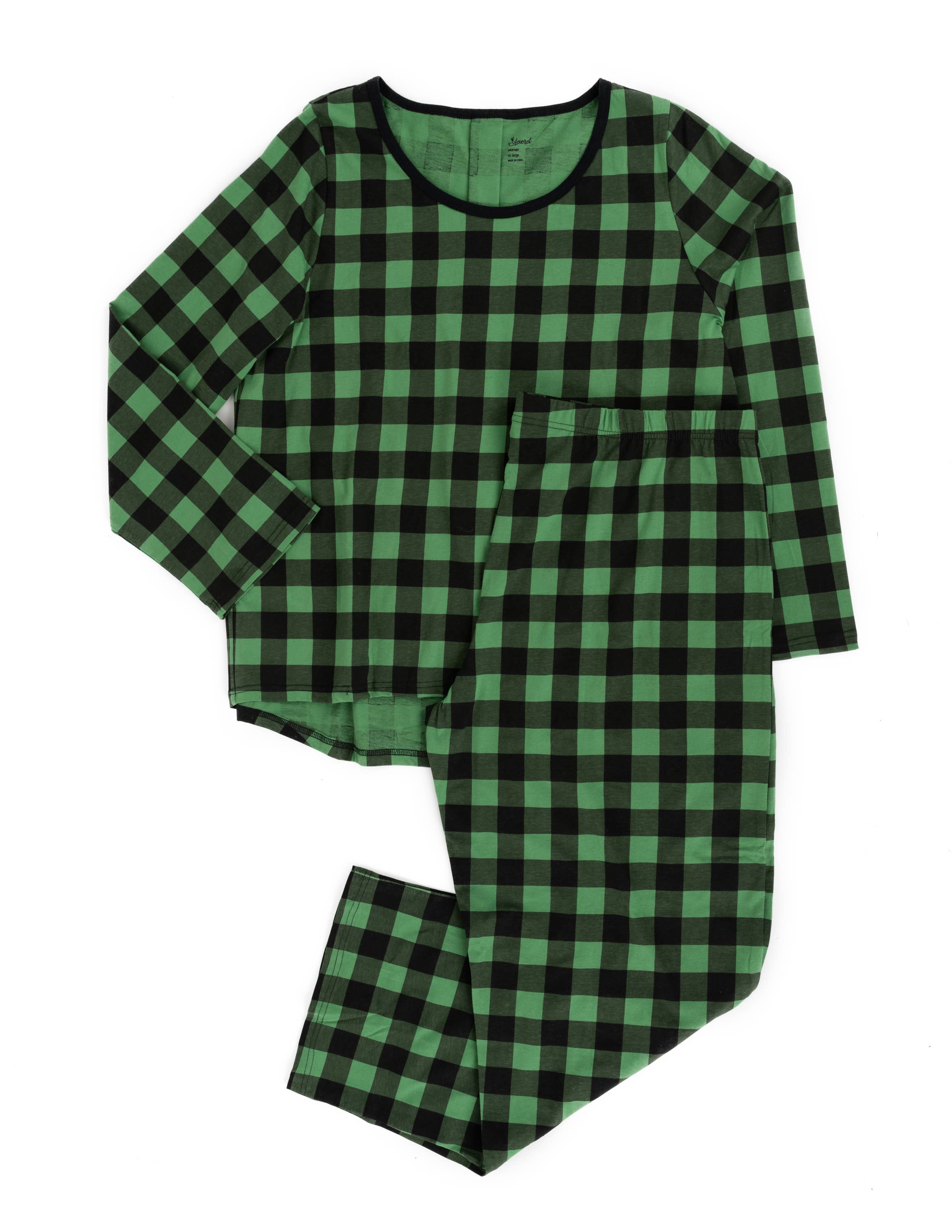 Leveret Pajamas - Wholesale Sleepwear Set - Women's - Women Two Piece Cotton Pajamas Plaid for Christmas3