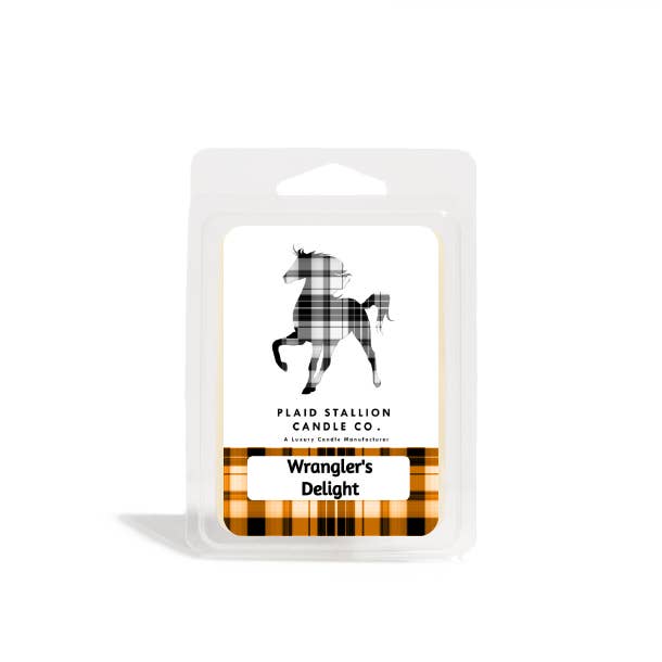 Wrangler's Delight for wholesale by The Plaid Stallion Candle Co