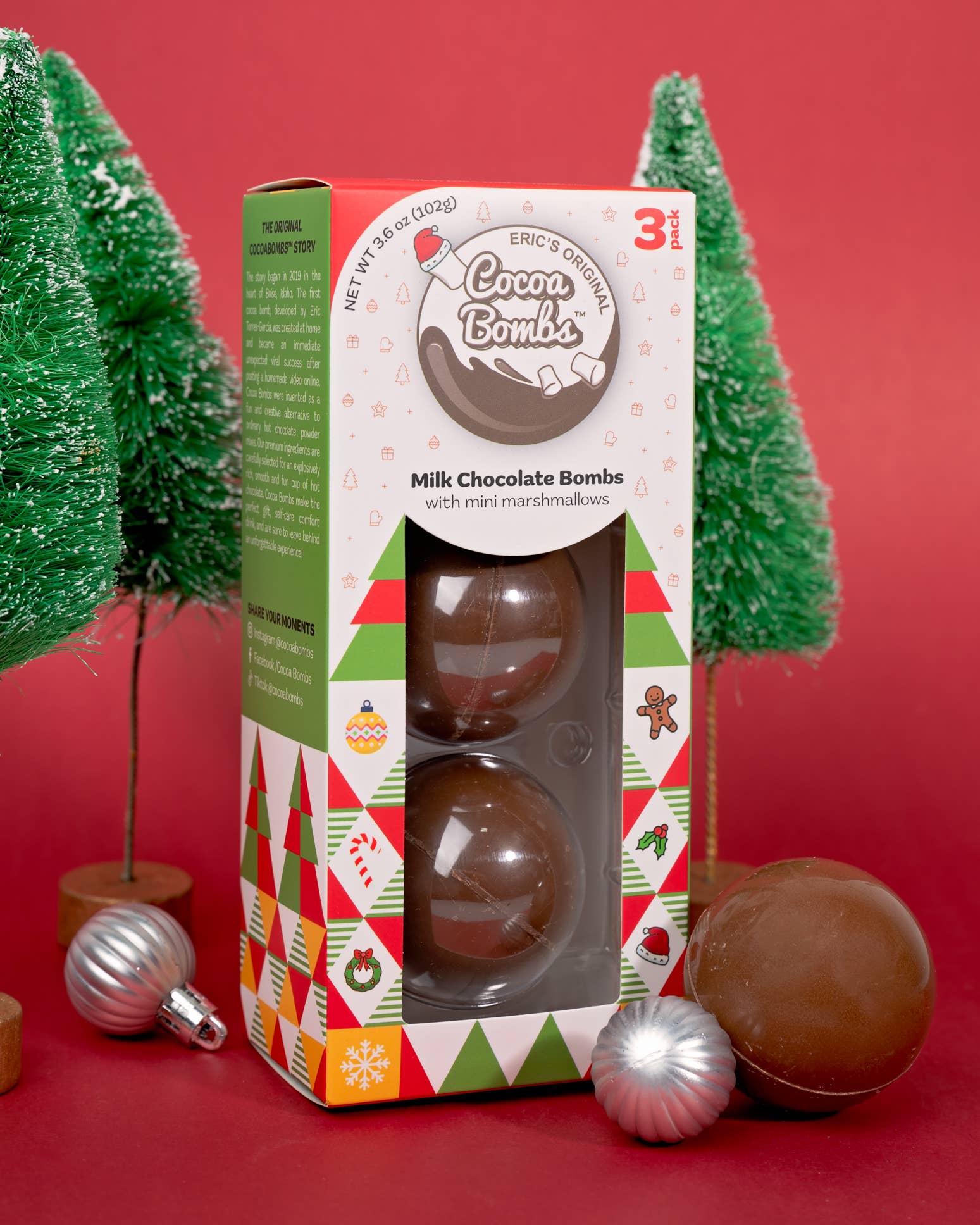 Cocoa Bombs™ - Wholesale Hot Cocoa Mix/Kit - 3 Pack Holiday Themed Milk Chocolate Cocoa Bombs1