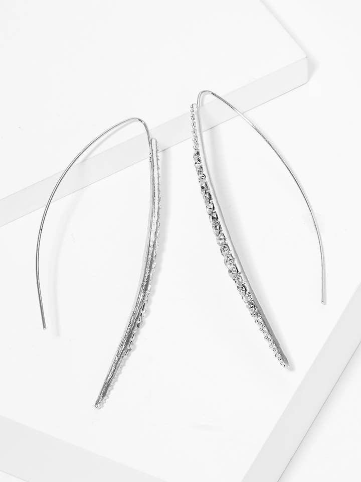 Crystal Pave Bar Wire Hook Earrings for wholesale by Wild Honey
