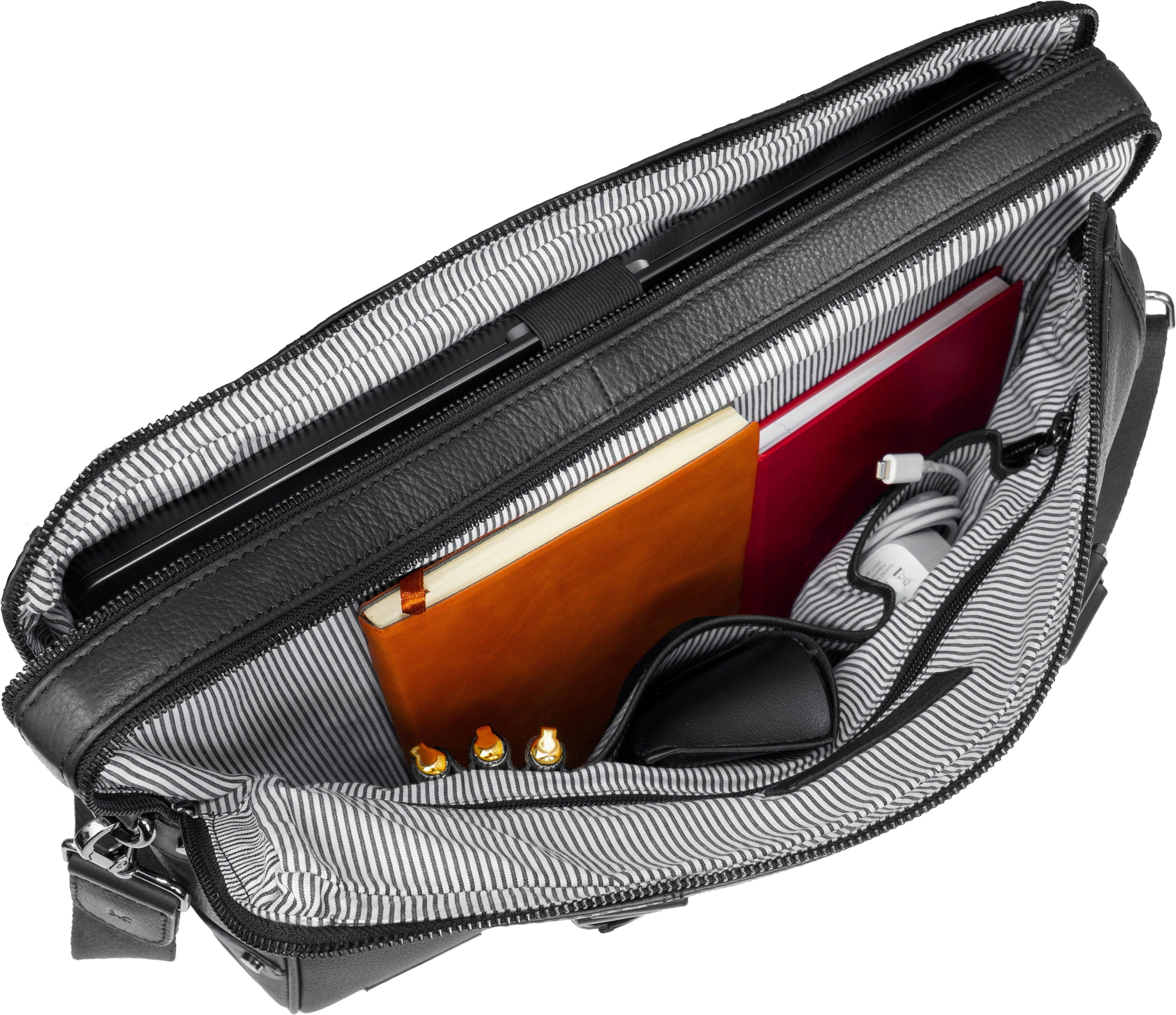 Sort Gotham 18" Pebble Grain Ægte Læder Dokumentmappe - Sort for engroshandel på Faire1