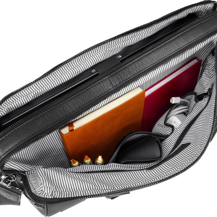 Sort Gotham 18" Pebble Grain Ægte Læder Dokumentmappe - Sort for engroshandel på Faire1