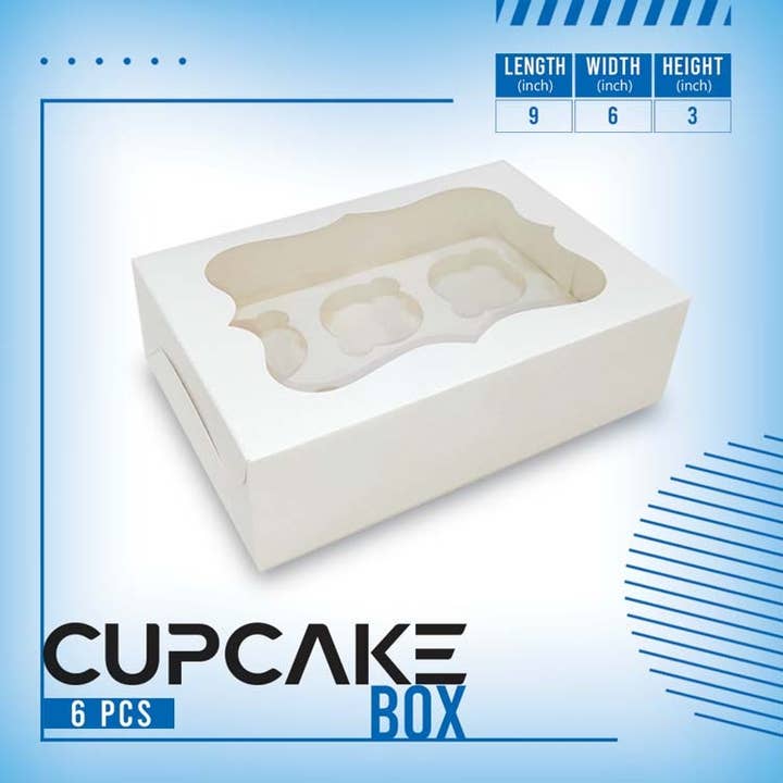 Tennessee IMPEX - Wholesale Cupcake/Muffin Pan - Premium Cupcake Boxes with insert for 6 Pastries (6x9x3 in)