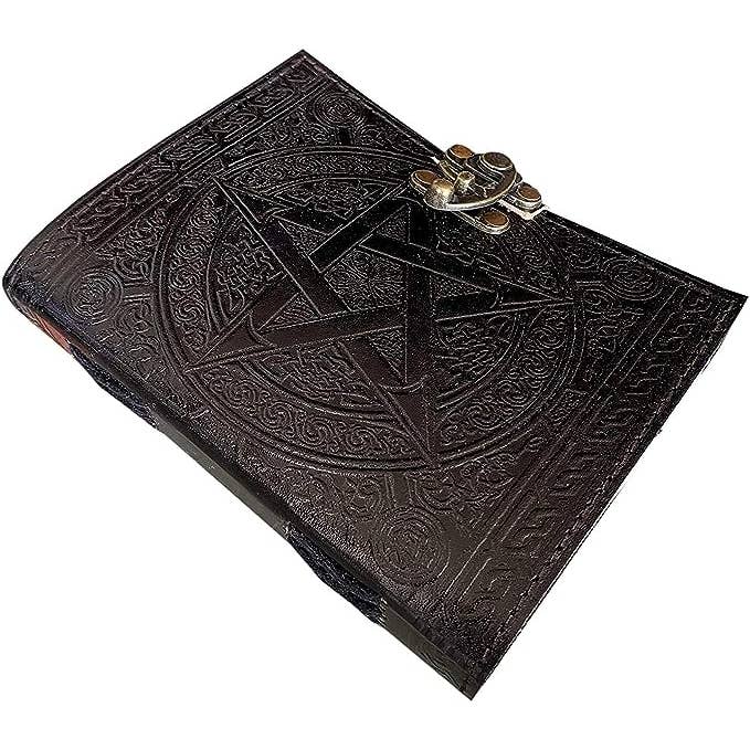 Jay mataji Handicrafts - Wholesale Journal/Diary - Handmade Genuine Black Pentagram Embossed Leather Journal