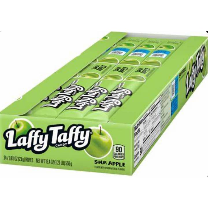 O'Shea's Candies Sweet Shop - Wholesale Taffy - Nostalgic 1975 Original LAFFY TAFFY "SOUR APPLE" 24CT BoX