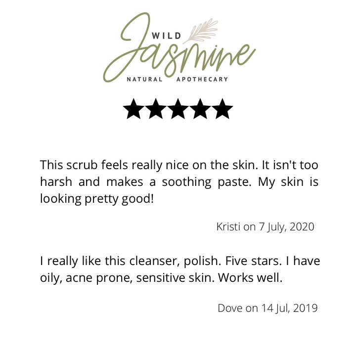 Wild Jasmine Natural Apothecary - Vente Exfoliants/Gommages visage - Vernis visage 0,5 oz - Adzuki Beans & Rose