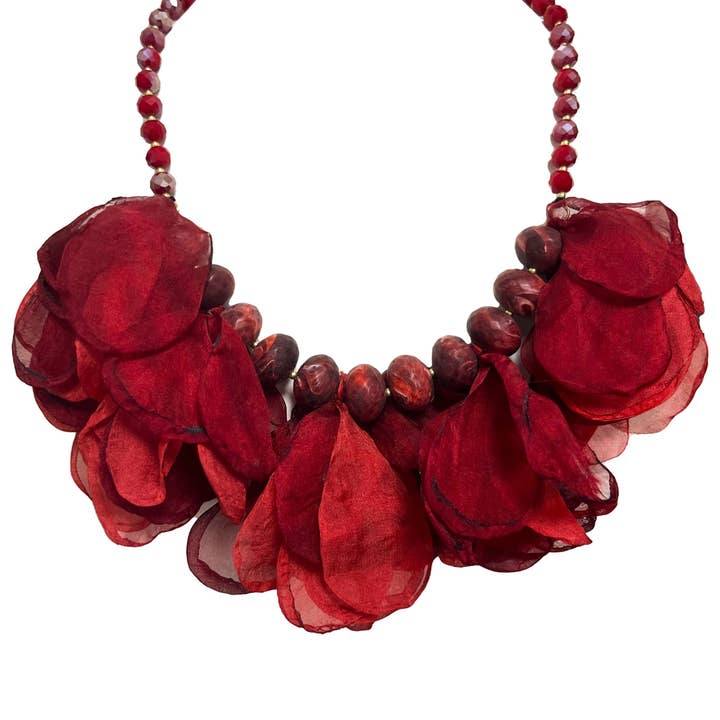 AMORINO SRL - Wholesale Beaded/Pearl Necklace - BEADED NECKLACE WITH FABRIC FLOWER5