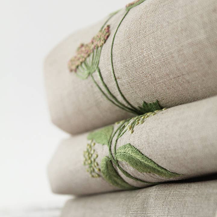 Hand Embroidered Linen Guest Towel – Meadow Flower on Natural for wholesale by Gordonsbury