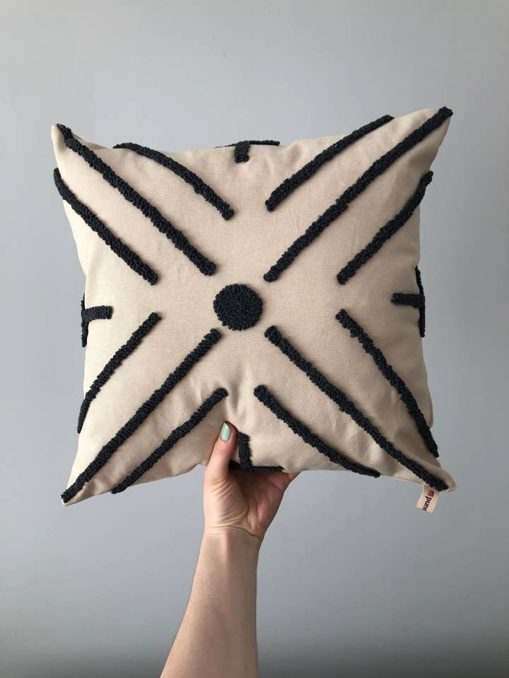 Striped Punch Needle Embroidery Pillow Cover for wholesale by Punch Simple