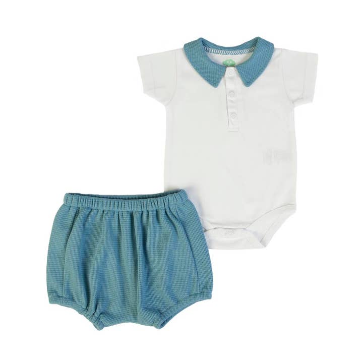 16120 - Polo body + shorts (waffle) - SS 24 for wholesale by FS Baby